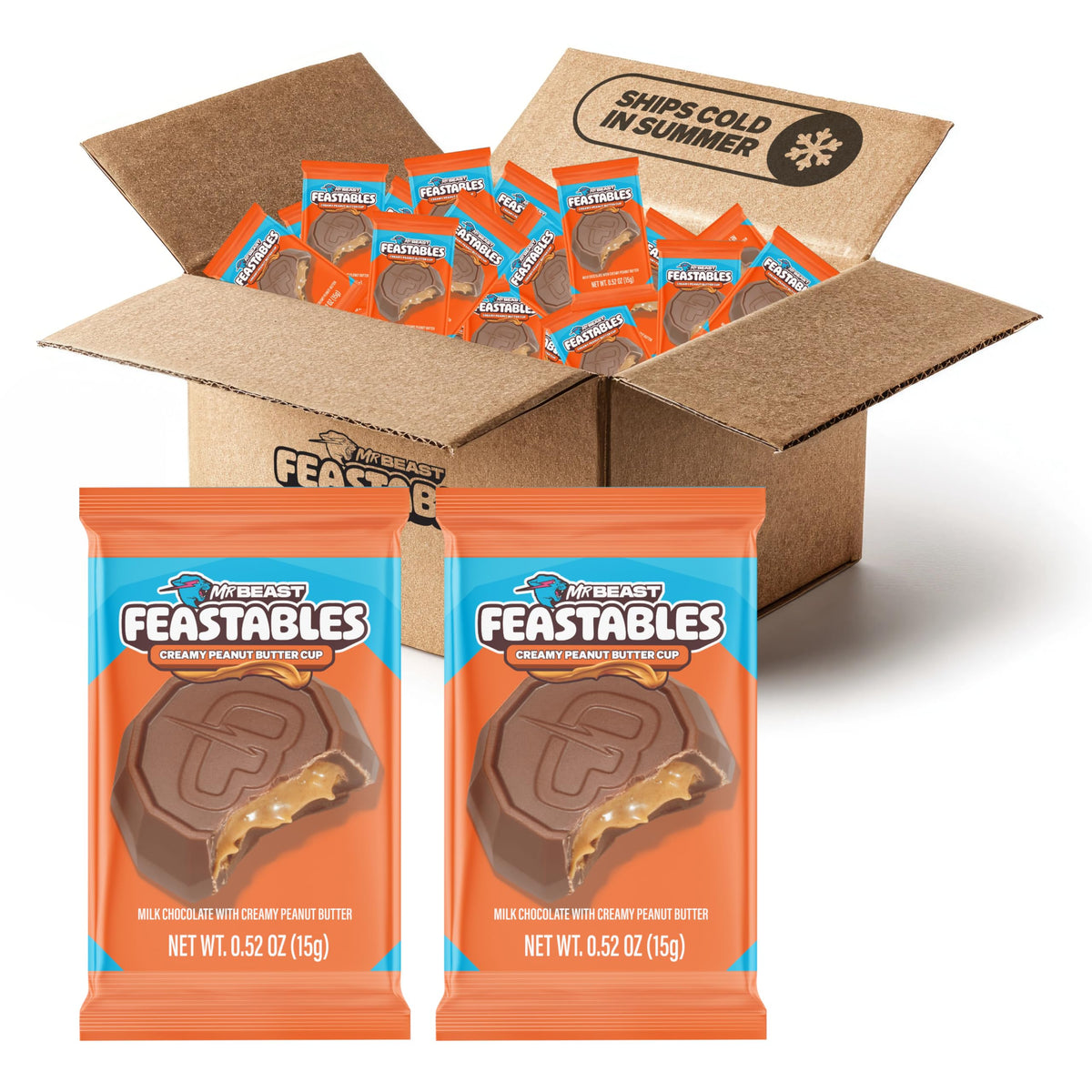 MrBeast Feastables Peanut Butter Cups Milk Chocolate, 2lb Box, Bite Size