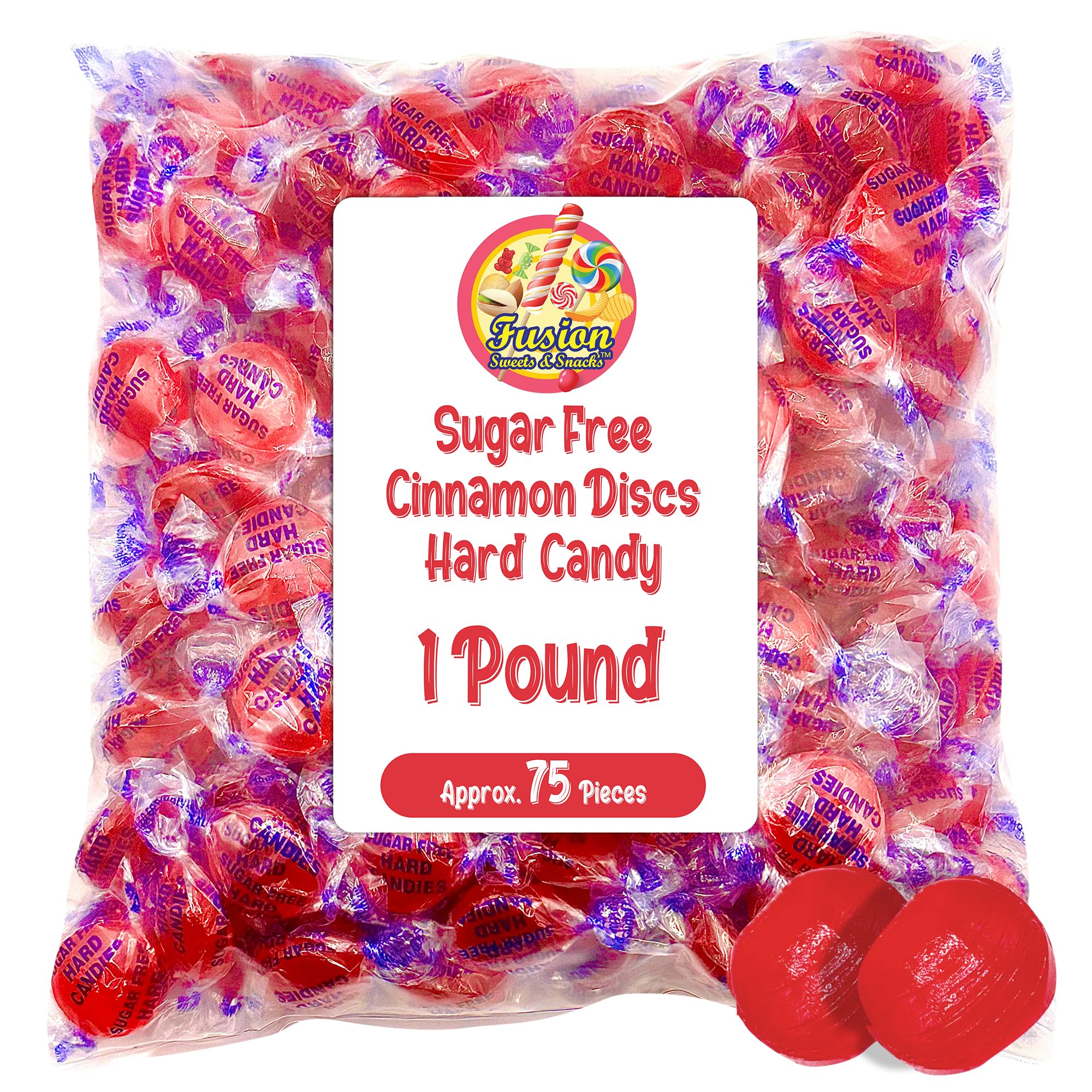 Sugar Free Cinnamon Hard Candy Arcor- 1lb Bulk Bag (Approx. 75 pieces), Individually Wrapped | Premium Sugar Free Cinnamon Candy | Delicious Keto