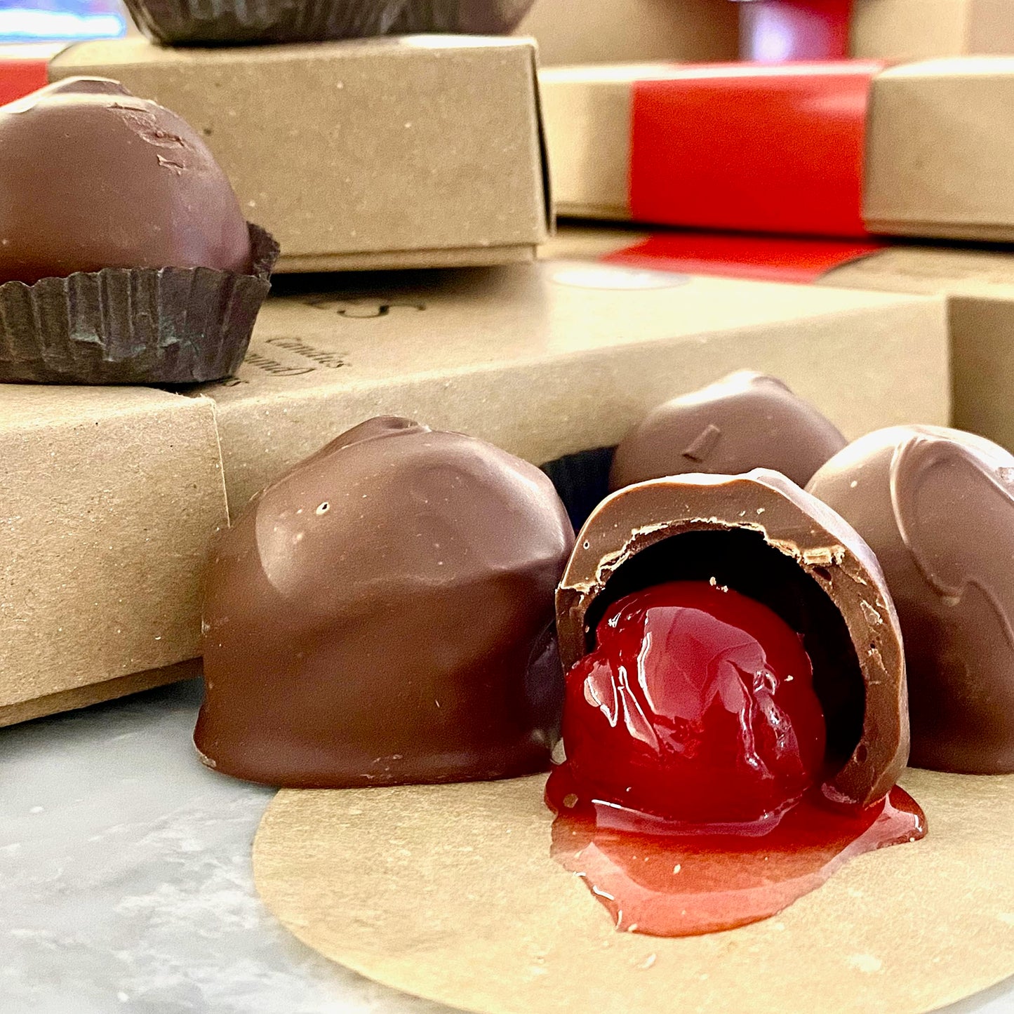 MalibuGift Chocolate Covered Cherries with a Liquid Filling Hand Dipped in Milk Chocolate for a Rich Chocolate and Cherry Taste