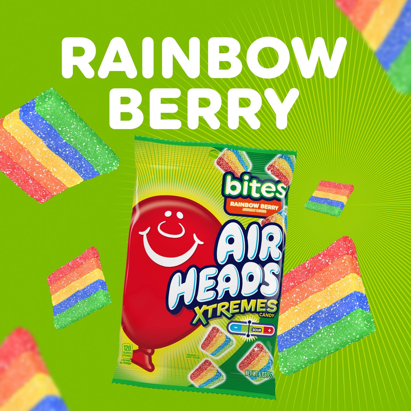 Airheads Xtremes Sweet and Sour Candy Bites, Chewy Candy Bag, Rainbow Berry Artificially Flavored, 30.4 Ounces