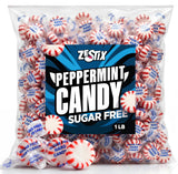 Sugar Free Peppermint Hard Candy, 1 lb. Bulk Bag, Individually Wrapped Refreshing Starlight Mints, Low Calorie Sugar Free Candy for Candy Bowls