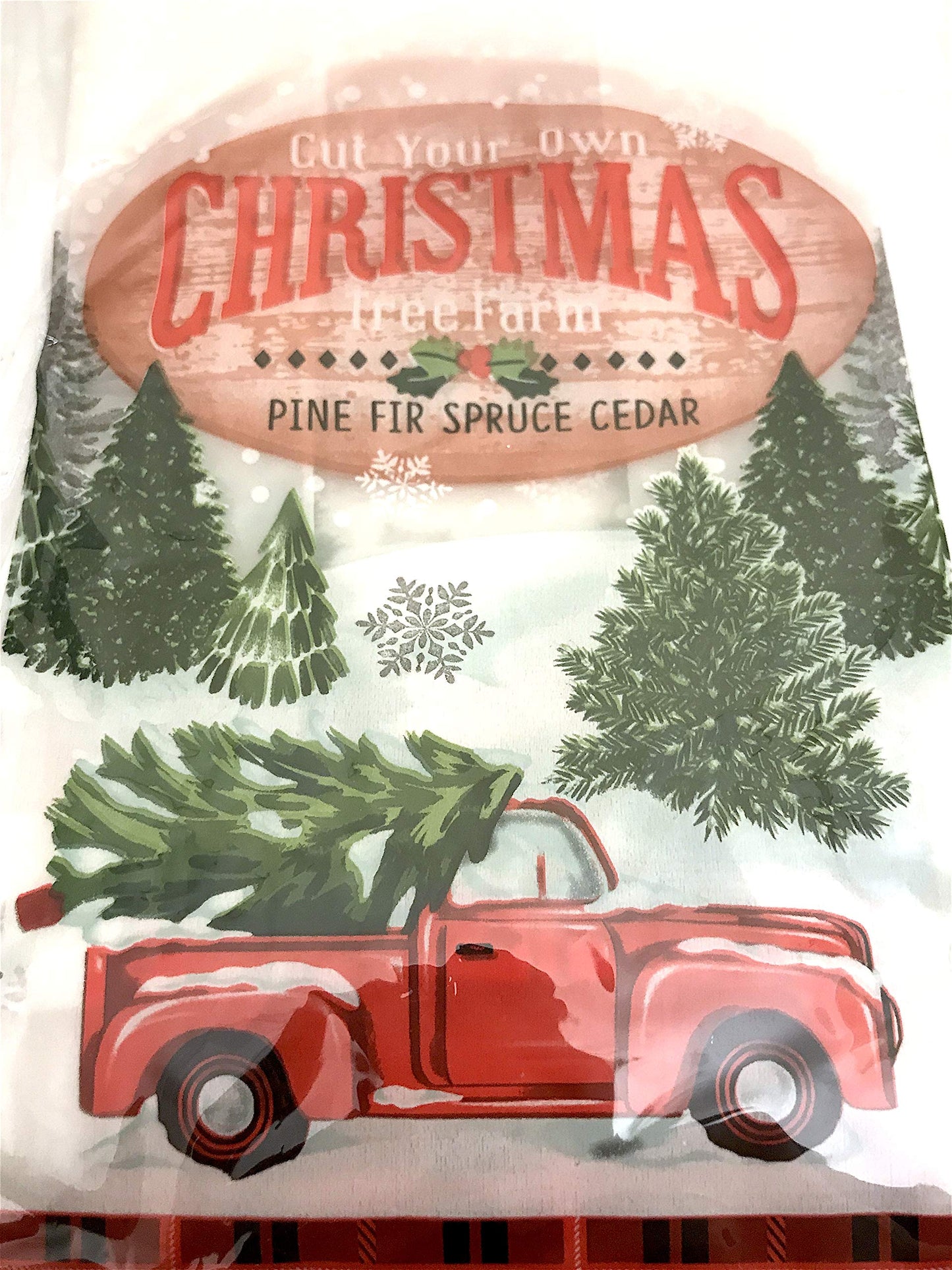 Bakery Bags for Cookies Bread Gift Giving Cakes Treats with Window Resealable Red Truck Christmas Tree Farm Buffalo Check 6 Ct.