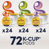Gevalia Variety Pack with Signature Blend Light Roast (Colombia Medium Roast, and Dark Royal Roast Dark Roast K-cup Coffee Pods, 72 ct Pack)