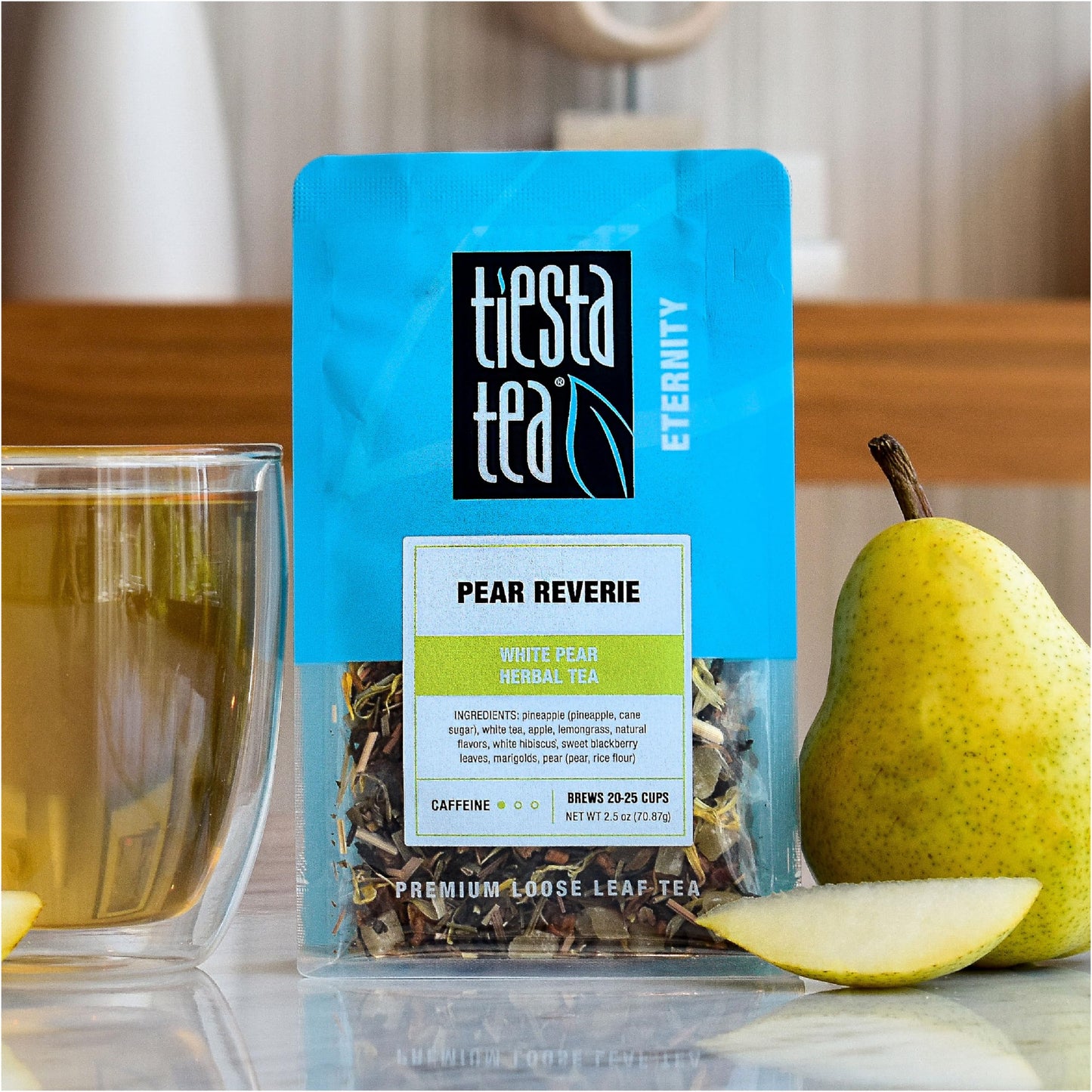 Tiesta Tea - Pear Reverie Tea, Loose Leaf, White Pear Herbal Tea, Premium Low Caffeine Tea Blend, Make Hot or Iced & Up to 25 Cups, 2.5 oz Resealable