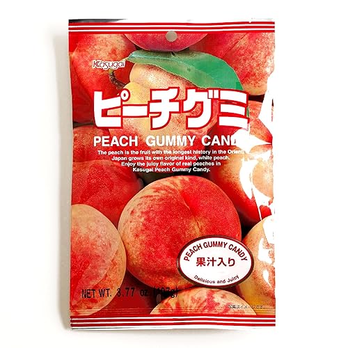 Kasugai Peach Gummy Candy 3.77 oz each (1 Item Per Order)