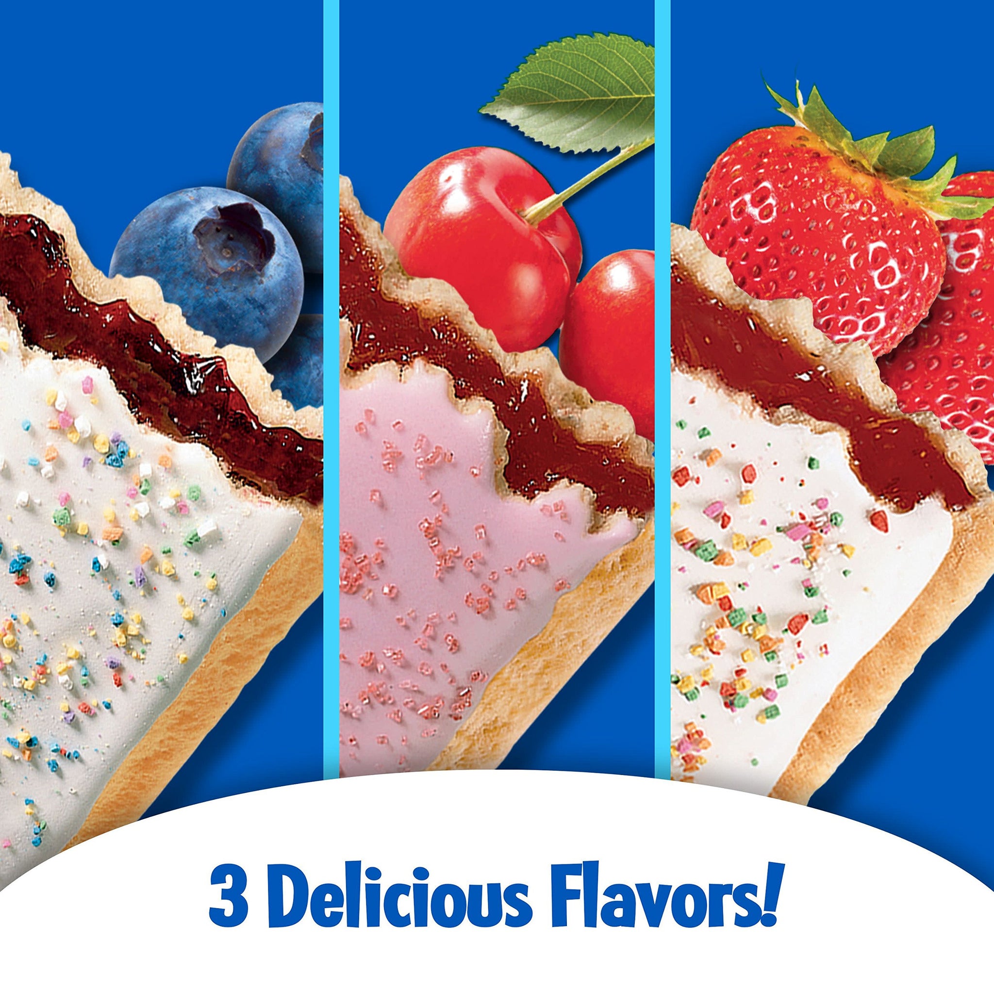 Pop-Tarts Breakfast Toaster Pastries, Flavored Variety Pack, Frosted Strawberry, Frosted Blueberry, Frosted Cherry, 22 oz (12 Count)(Pack of 12)