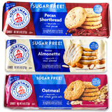 Voortman Sugar Free Cookies - Variety Pack - Oatmeal (1, 8oz packs) - Iced Almonette (1, 8oz) - Pecan Shortbread (1, 8oz) - Made with Real Ingredients