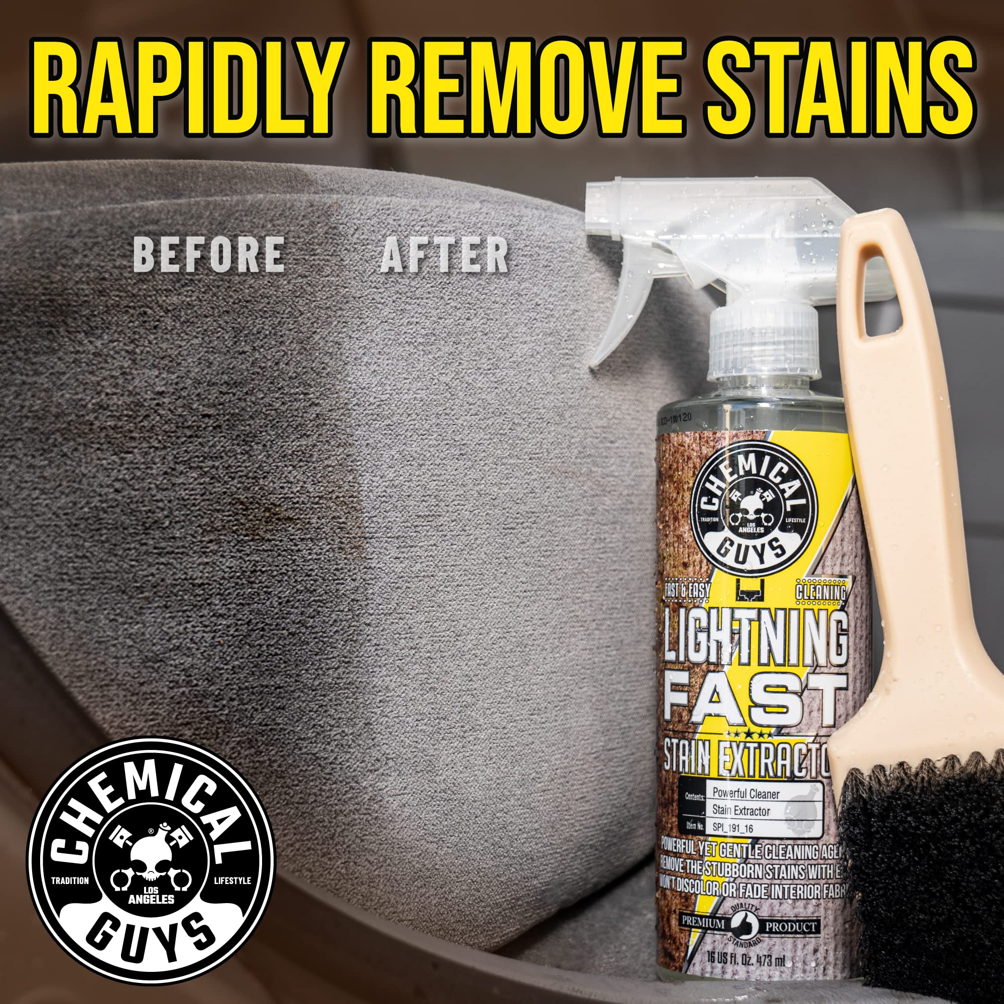 Chemical Guys Lightning Fast Carpet and Upholstery Stain Extractor, (Fabric, Upholstery, & Carpet), Safe for Cars, Home, Office, Furniture & More, 32