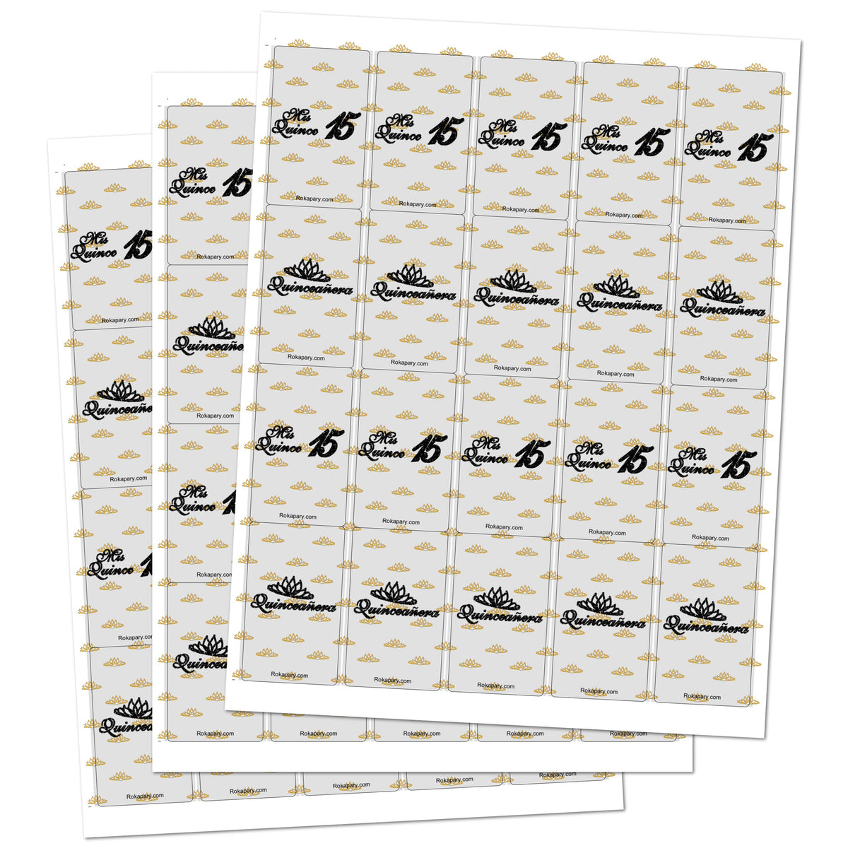 Mis Quince Miniature Candy Bar Wrapper, Quinceanera Mini Chocolate Bar Stickers for Sweet 15 Birthday Party, Table Top Event Decorations, (Set of 60)