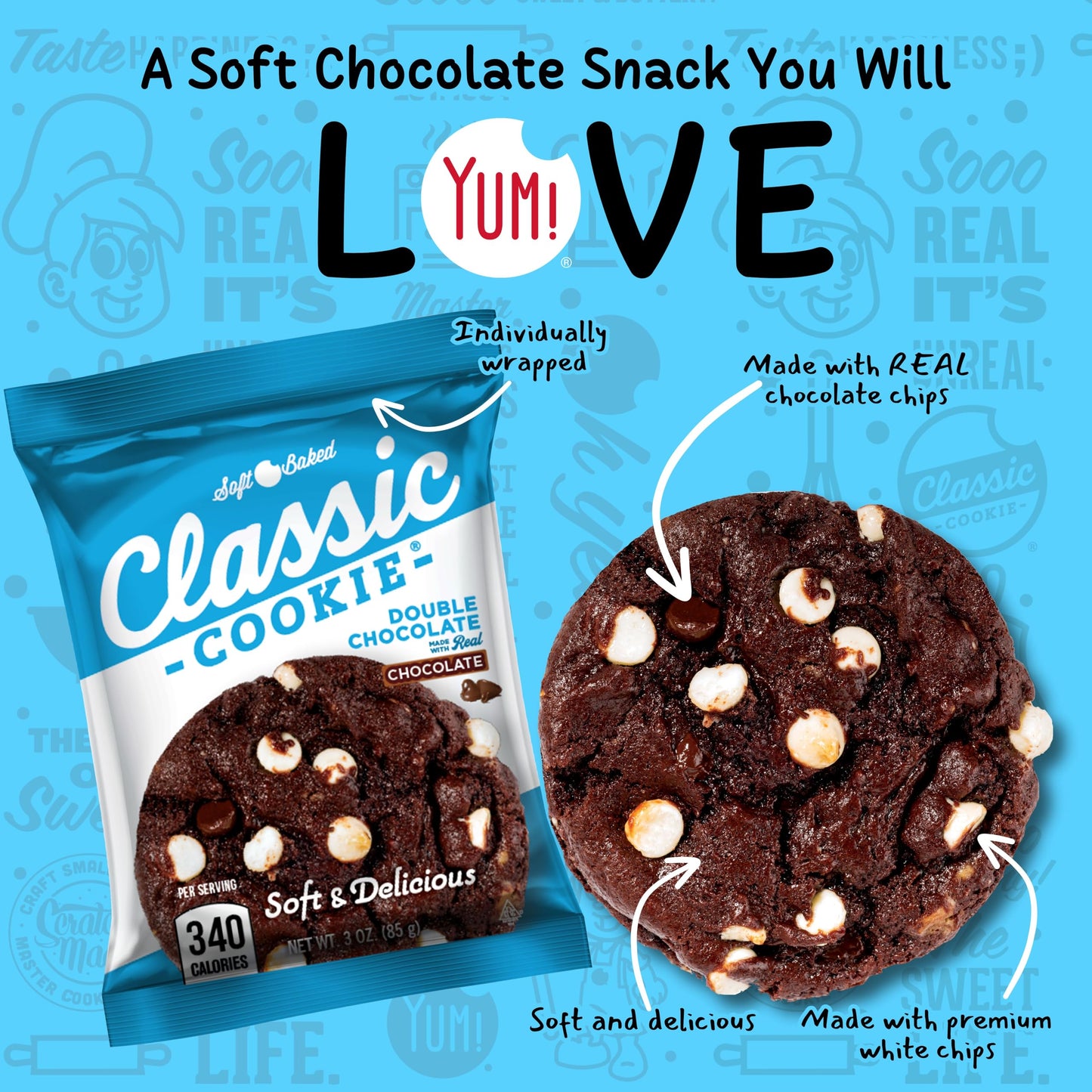 Classic Cookie, Soft Baked Cookie, Double Chocolate 3oz, 8 Count Pack