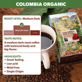 Java Planet Organic Coffee Beans Whole, Medium Dark Roast - Low Acid Single Origin: Colombian Non-GMO Organic Whole Bean Coffee - Third-Party Tested