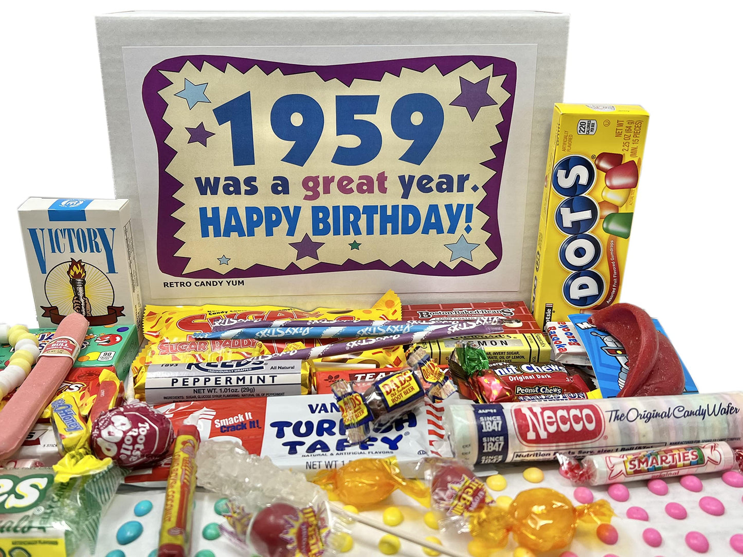 RETRO CANDY YUM ~ 1959 67th Birthday Gift Ideas Nostalgic Candy Assortment from Childhood for 67 Year Old Man or Woman Born 1959 Jr