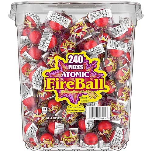 Wonka Atomic Fireball, Candy, Cinnamon Flavor, Individually Wrapped, 64.8oz (240 ct)
