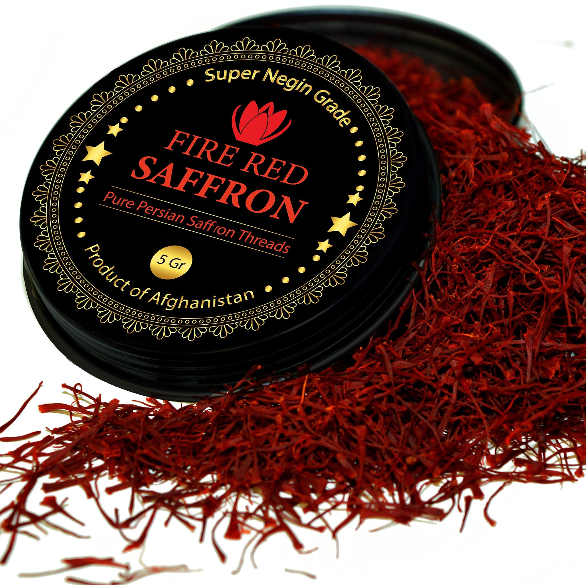 Premium Saffron Threads, Pure All Red Saffron Spice | Super Negin Grade | For Culinary Use Such as Tea, Paella, Golden Milk, Rice, & Risotto (5 Grams)