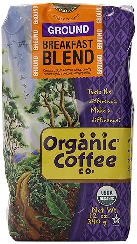 The Organic Coffee Co., Breakfast Blend- Ground, 12 Ounce, USDA Organic