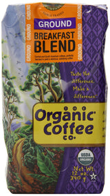The Organic Coffee Co., Breakfast Blend- Ground, 12 Ounce, USDA Organic