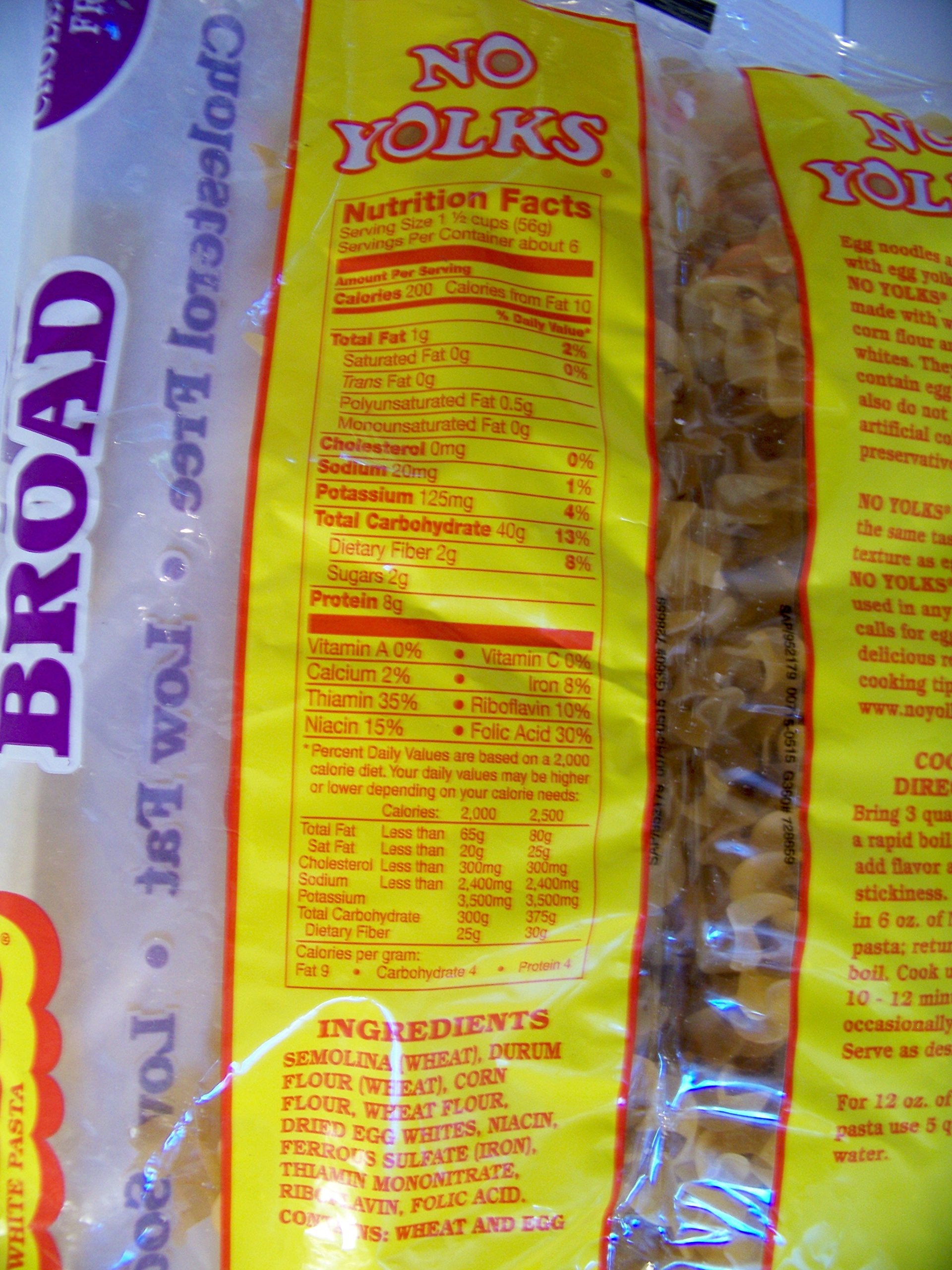 Noodles No Yolks Egg White Pasta Cholesterol Free Noodles Extra Broad (3 Pack)