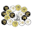 70th Birthday Kisses Stickers, (Set of 324) Chocolate Drops Labels for 70 Birthday, Party Favors Decor for Kisses. Made in USA, 9 Designs (36 Stickers