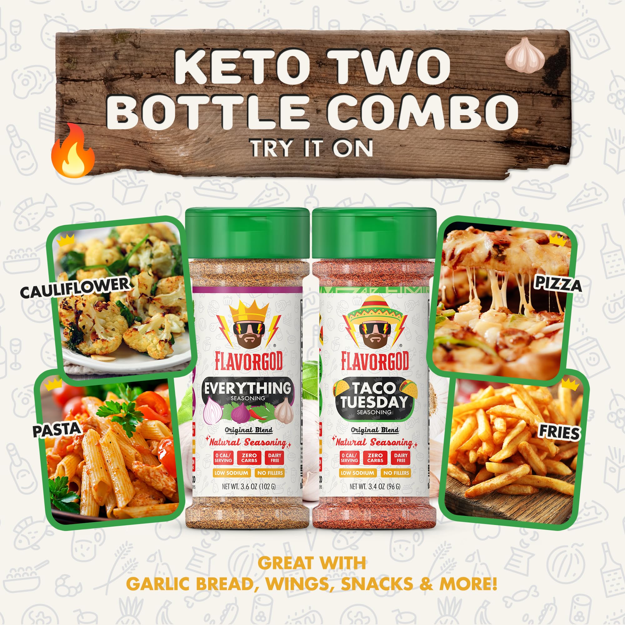 Keto Combo Herb, Spice and Seasoning Gift Set, Pack of 2 - Everything, Taco Tuesday - Premium All Natural & Healthy Spice Blend - Chicken, Beef