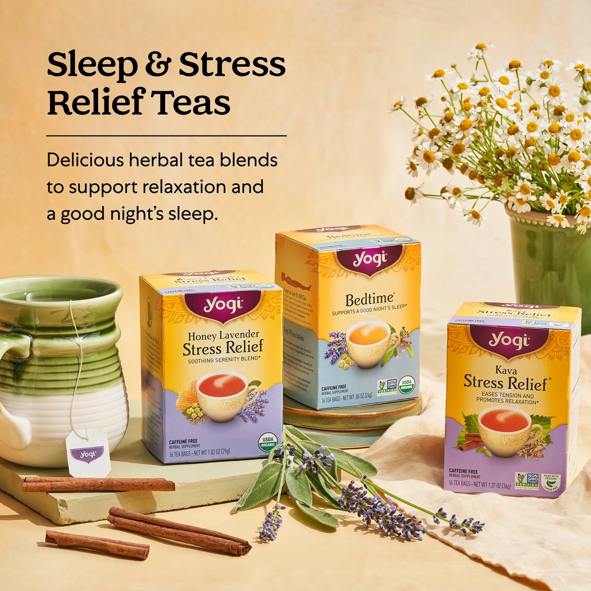 Yogi Tea Relaxation & Stress Relief Variety Pack - 16 Bags per Pack (3 Packs) - Relaxing Sampler - Includes Honey Lavender, Bedtime & Comforting