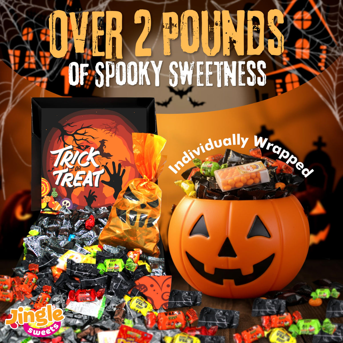 Bulk Candy Variety Pack - Gift Box Halloween - Over 2 lb of Individually Wrapped Candy - Fun Trick or Treat Gift for Kids & Adults, Nut-Free