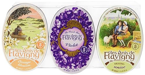 Anis De Flavigny - Orange, Anise and Violet Flavored Candies From France 3 Pack 3x1.75oz