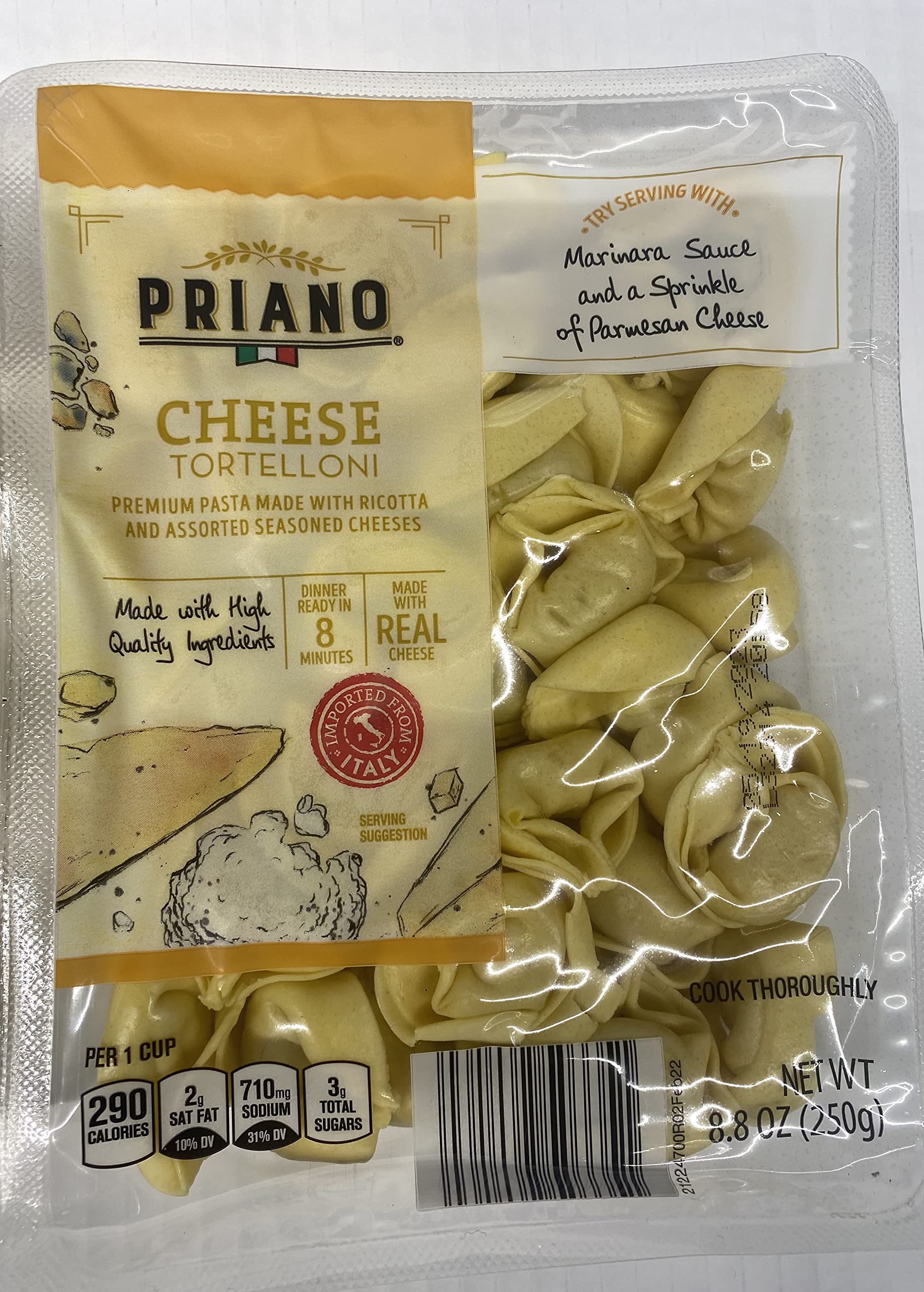 Priano Authentic Italian Cheese Tortelloni (Cheese Filled Pasta) 8.8-oz. (Pack of 3)