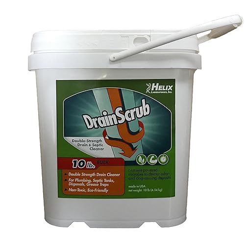 DrainScrub Powder Enzyme Drain Cleaner and Septic Treatment Environmentally Friendly Bacteria Unclog and Deodorize Pipes (10 lbs)