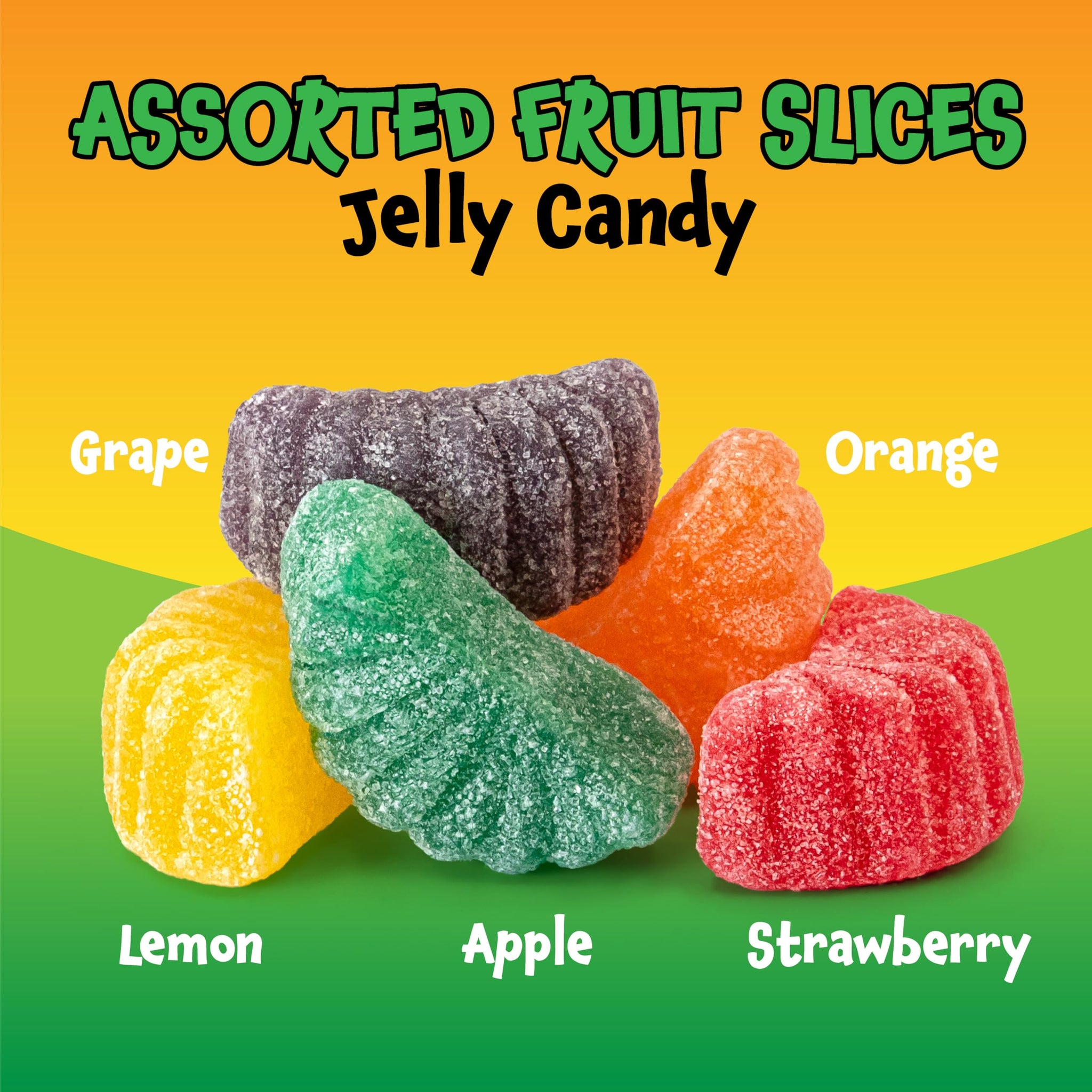 Fruit Slices - 2 Pound Bulk Pack (65 Count) - Assorted Fruit Jelly Candy - Unwrapped Wedges - Old Fashioned Jelly Candy for Gifting, Snacking