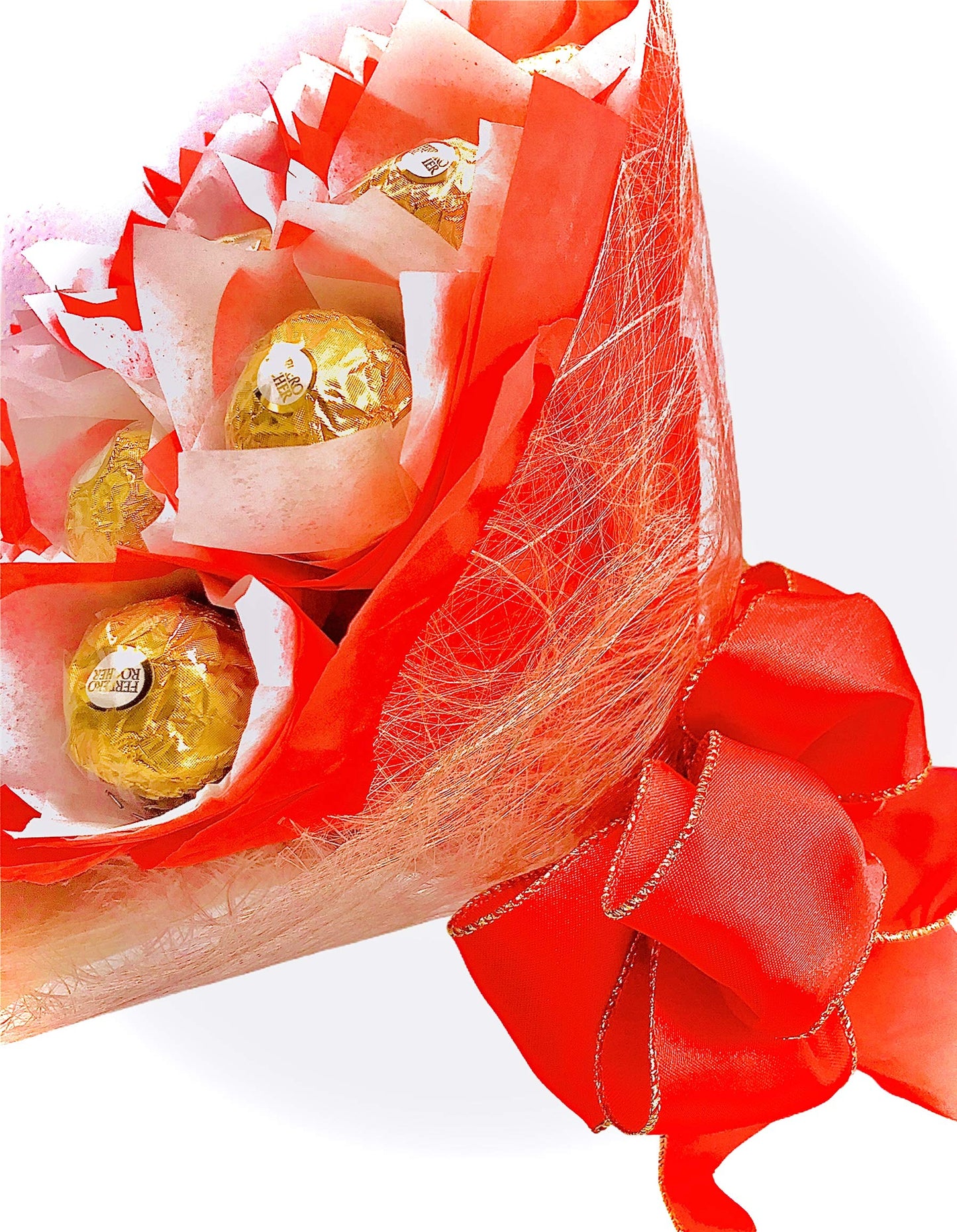 Gourmet Hazelnut Milk Chocolate, Large Candy Chocolate Gift Bouquet, 24 Count Edible Red and White Roses