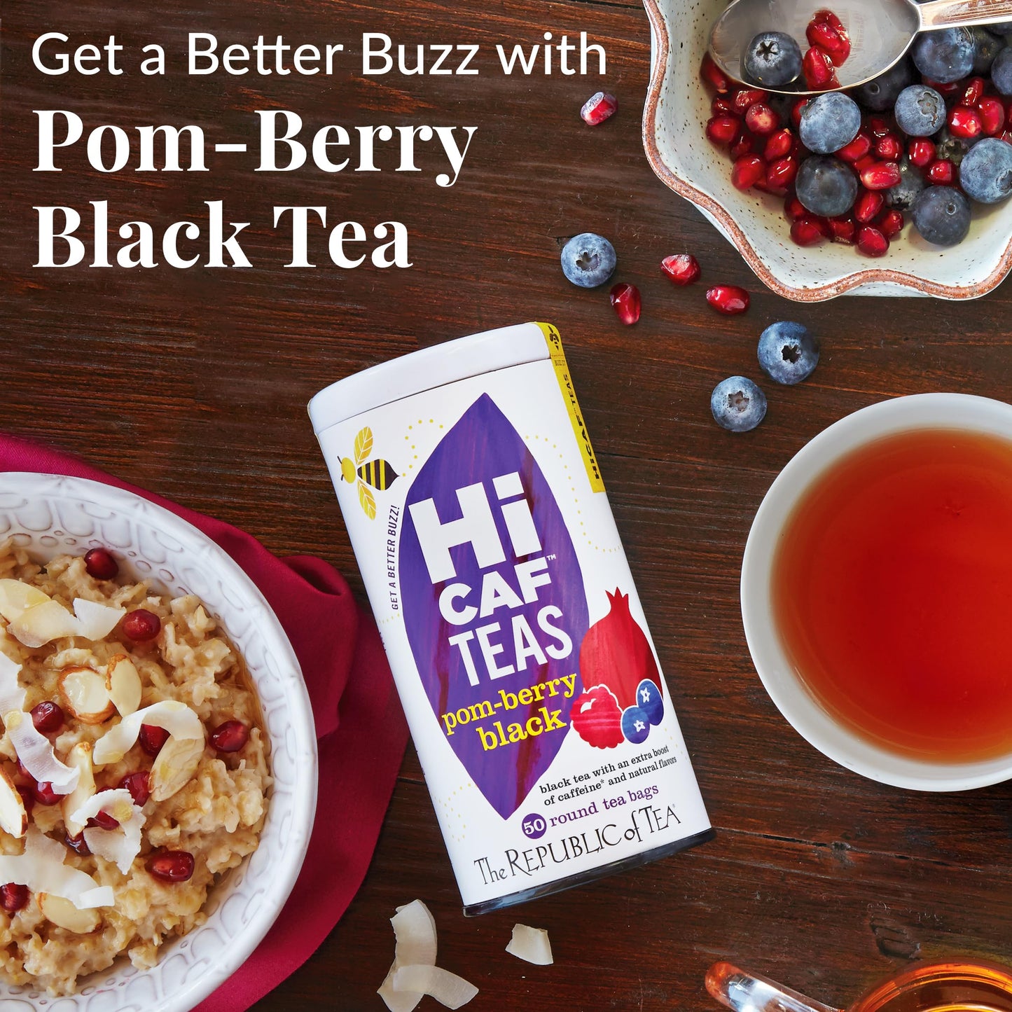 The Republic of Tea - HiCAF Pom-Berry Black Tea, 50 Tea Bags, High in Caffeine