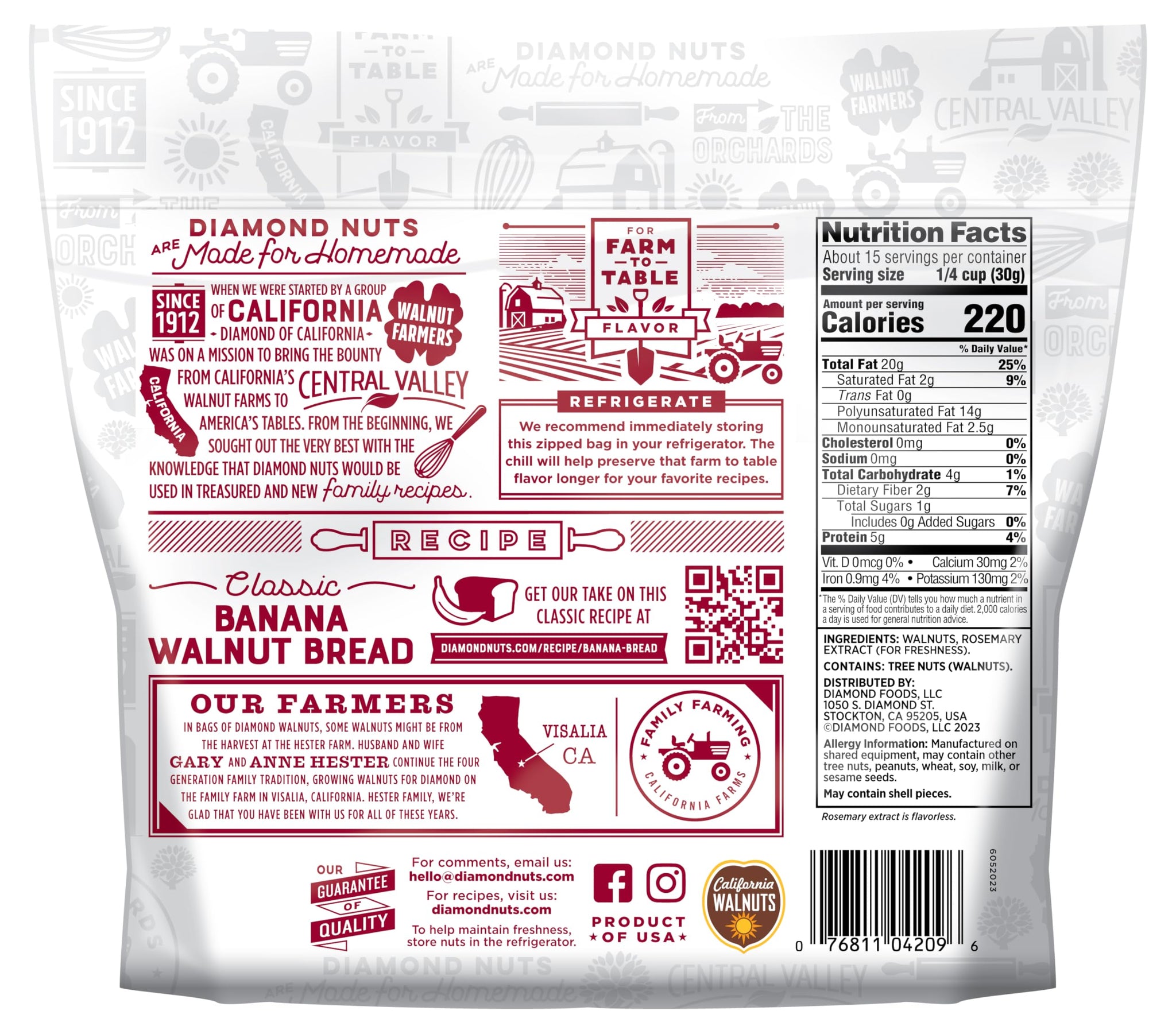 Diamond of California Shelled Walnuts 16 oz