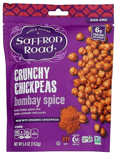 Saffron Road Bombay Spice Crunchy Chickpea Snack, 6oz - Gluten Free, Non-GMO, Halal, Kosher, Vegan