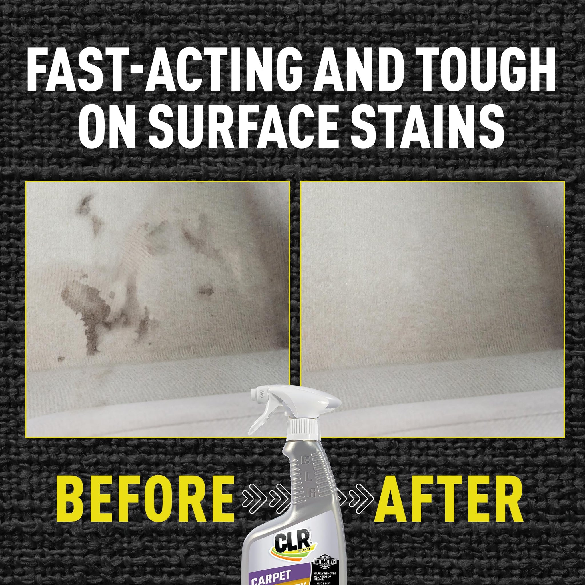 CLR Brands Automotive Carpet, Upholstery & Fabric Cleaner, 22 oz. Spray Bottle, Fast-Acting Stain Remover, Cleans Mud, Coffee, Ink, Blood and More
