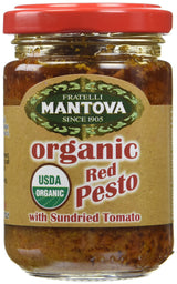 Mantova Organic Red Pesto with Sundried Tomato, 4.6 Ounce - Gourmet, Artisanal, and Flavor-Packed