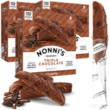 Nonni's Triple Chocolate Biscotti Italian Cookies - 3 Boxes Triple Chocolate Italian Biscotti Cookies w/Dark Chocolate - Biscotti Individually Wrapped
