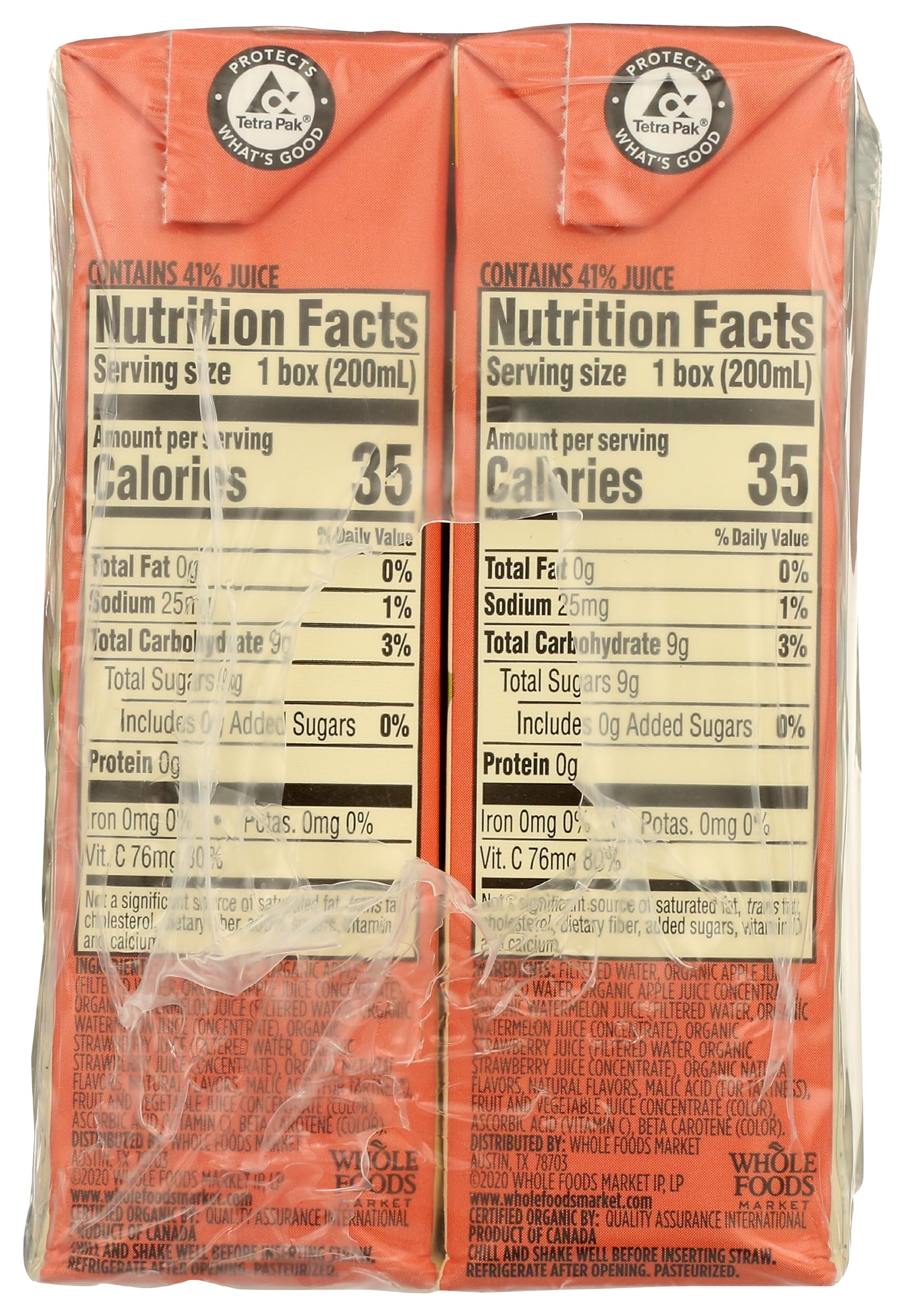365 by Whole Foods Market, Organic Reduced Sugar Watermelon Strawberry Juice Box, 8 Pack, 6.75 Fl Oz