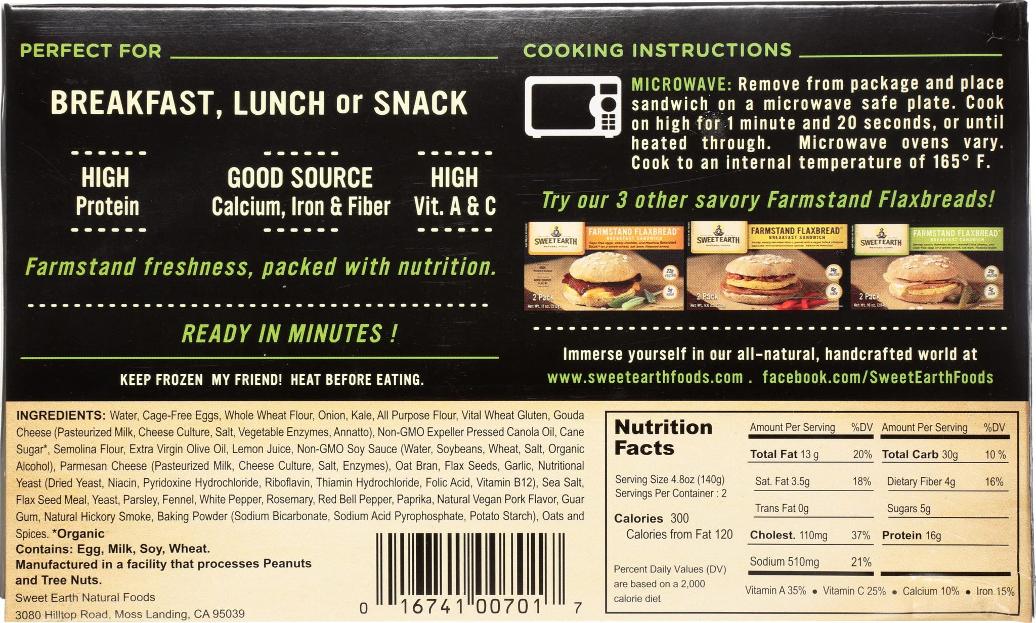 SWEET EARTH Meatless Sausage Egg & Gouda Sandwich, 9.6 OZ