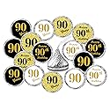90th Birthday Kisses Stickers, (Set of 324) Chocolate Drops Labels for 90th Birthday, Party Favors Decor for Kisses. Made in USA, 9 Designs (36