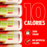 BUM Sugar-Free Energy Drink, Watermelon - Lightly Carbonated & No Artificial Colors, Natural Caffeine & Citicoline for Energy & Focus, Brain Boost