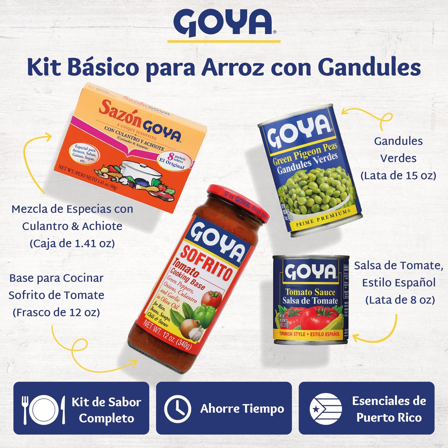 Goya Arroz con Gandules Starter Kit with Sofrito Cooking Base, Tomato, 15oz