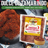 Tamarindo De Frutas Con Chile, Authentic Mexican Tamarind Candy with Chili, Sweet, Tangy and Spicy. Dulce De Tamarindo 8.5 oz. Contains Seed. Bag by