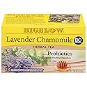 Bigelow Tea Lavender Chamomile plus Probiotic Herbal Tea, Caffeine Free, 18 Total Tea Bags (Pack of 1)