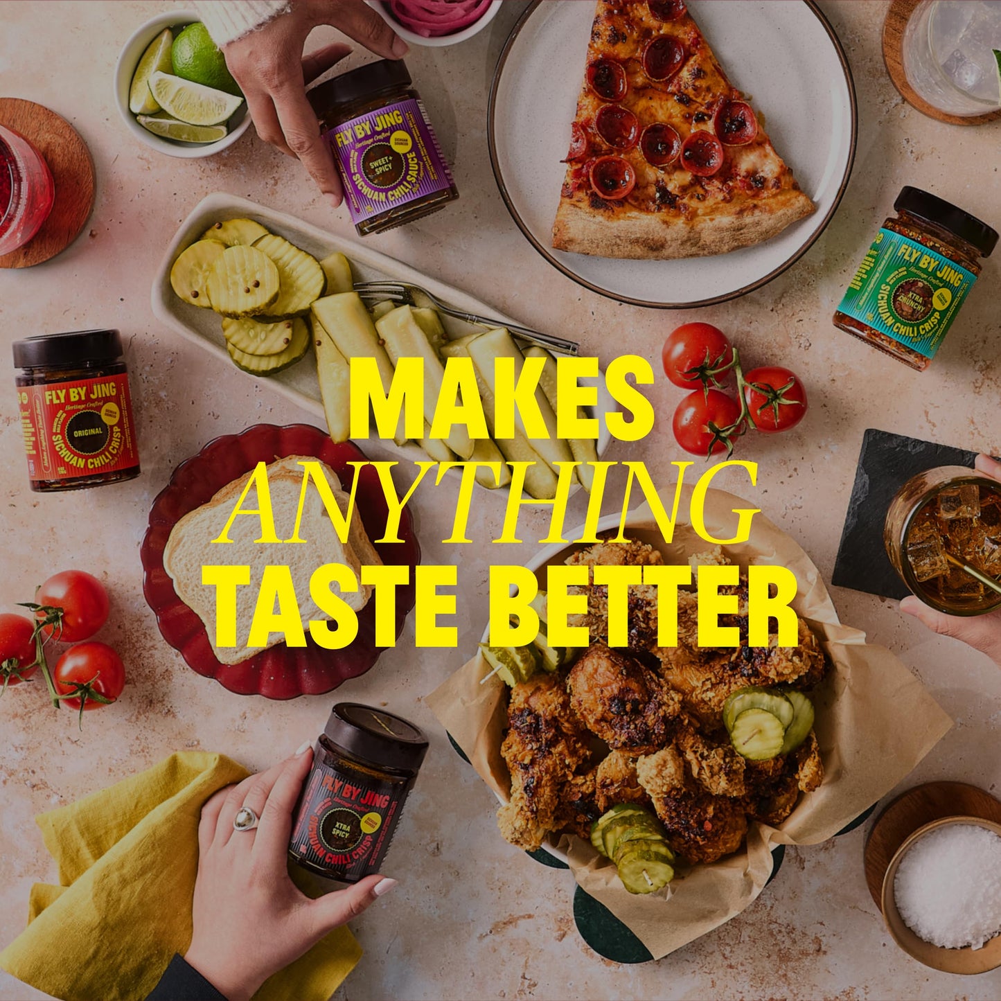 FLYBYJING Chili Crisp Bundle: Four Premium Chili Sauces Good on Noodles, Proteins, Veggies & Everything - Spicy, Savory, Crunchy Vegan Hot Sauces