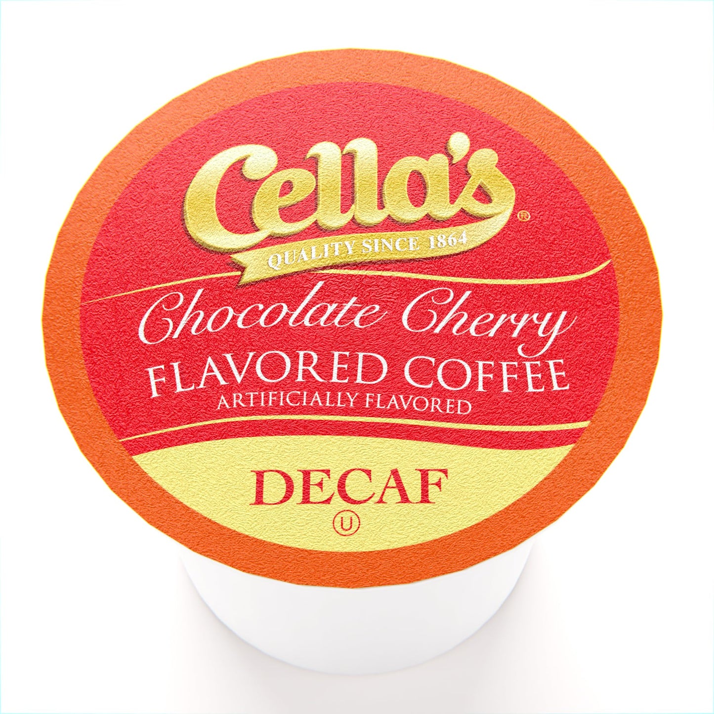 Cella's Decaf Chocolate Cherry Coffee Pods Compatible with Keurig K Cup Brewers, Medium Roast Flavored Coffee, Smooth Single Serve Pods for Home
