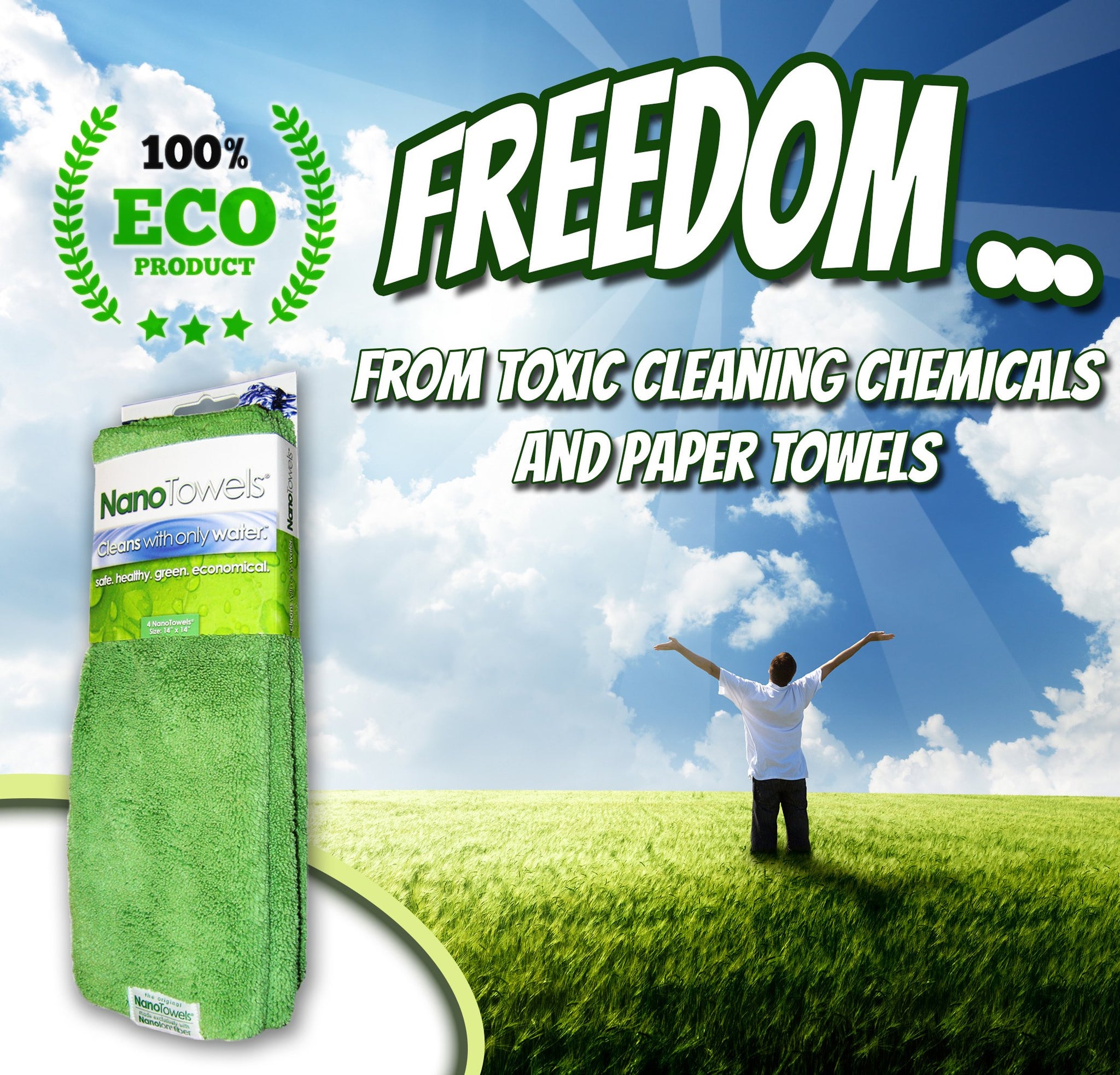 Nano Towels Cleaning Cloths - Cleans with Only Water - Wipes Away Dust, Spills & Grime Instantly Without Chemicals Paper Or Microfiber Supplies