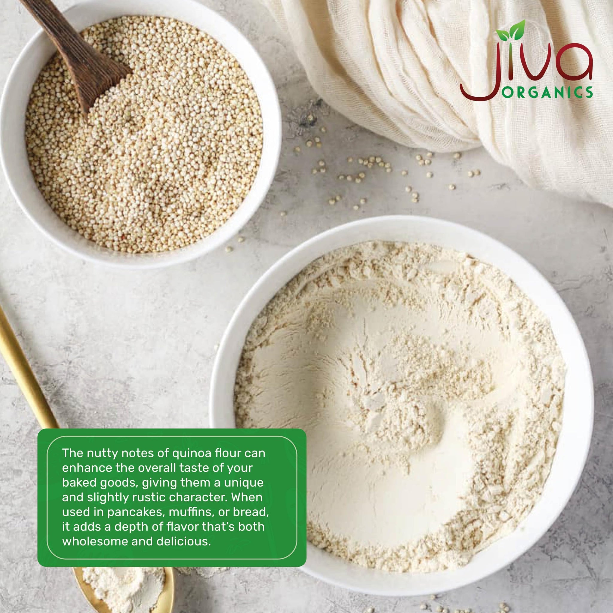 Jiva Organics Premium Quinoa Flour 2 LB Bag - Non GMO