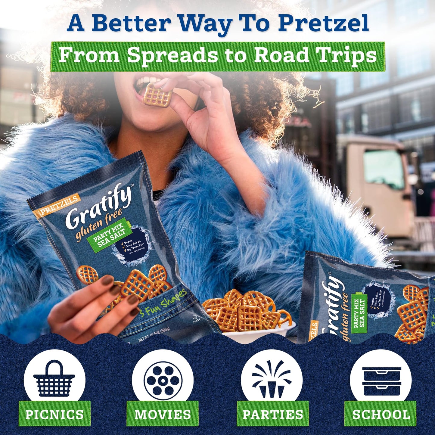 Osem Gratify Gluten Free Pretzels - GF Pretzel Snack Bags, Gluten-Free Mix for Adults & Kids, Hummus Dip, Individual Packs, Vegan Friendly, Kosher