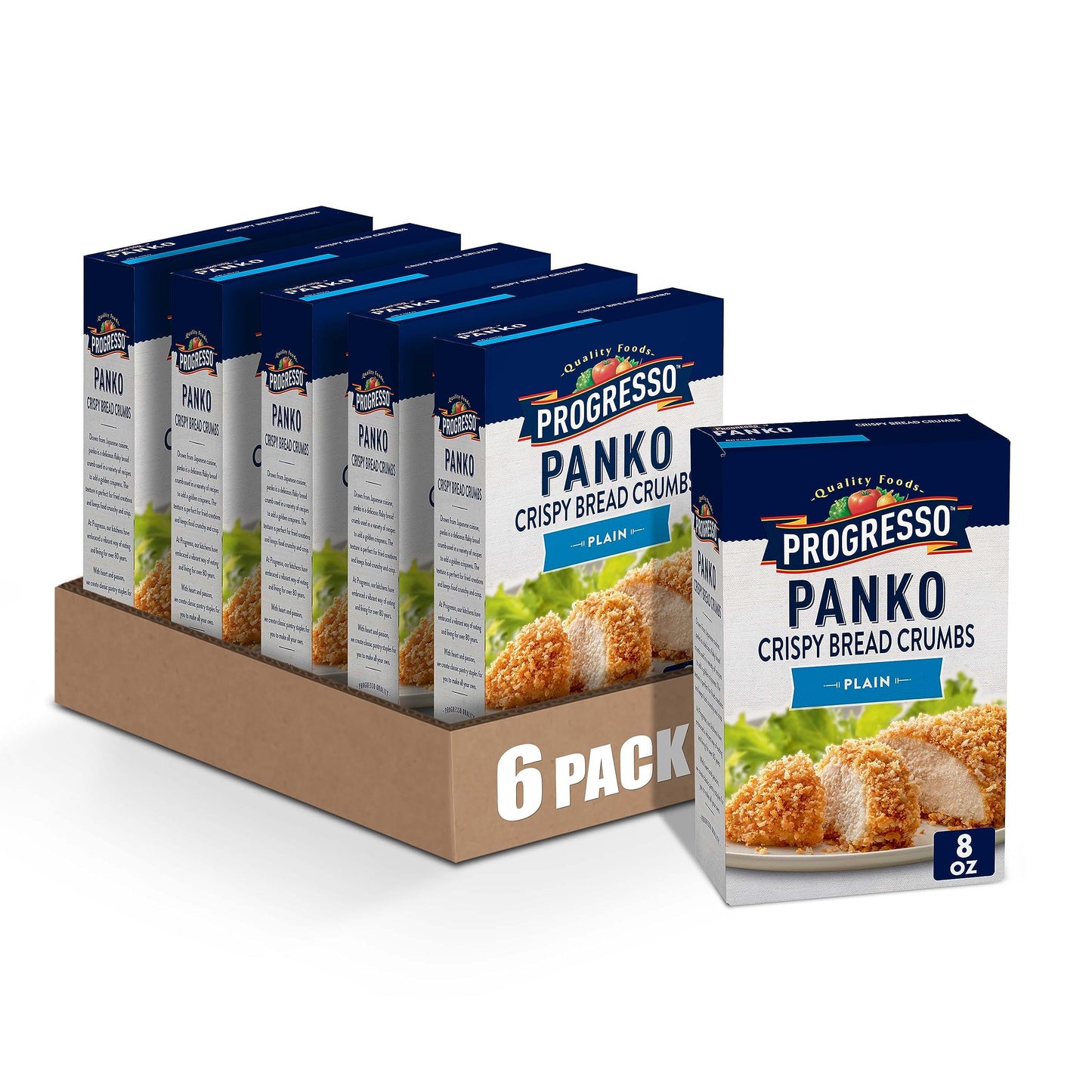 Progresso Panko Crispy Bread Crumbs, Plain, Cooking Ingredient, 8 oz (Pack of 6)