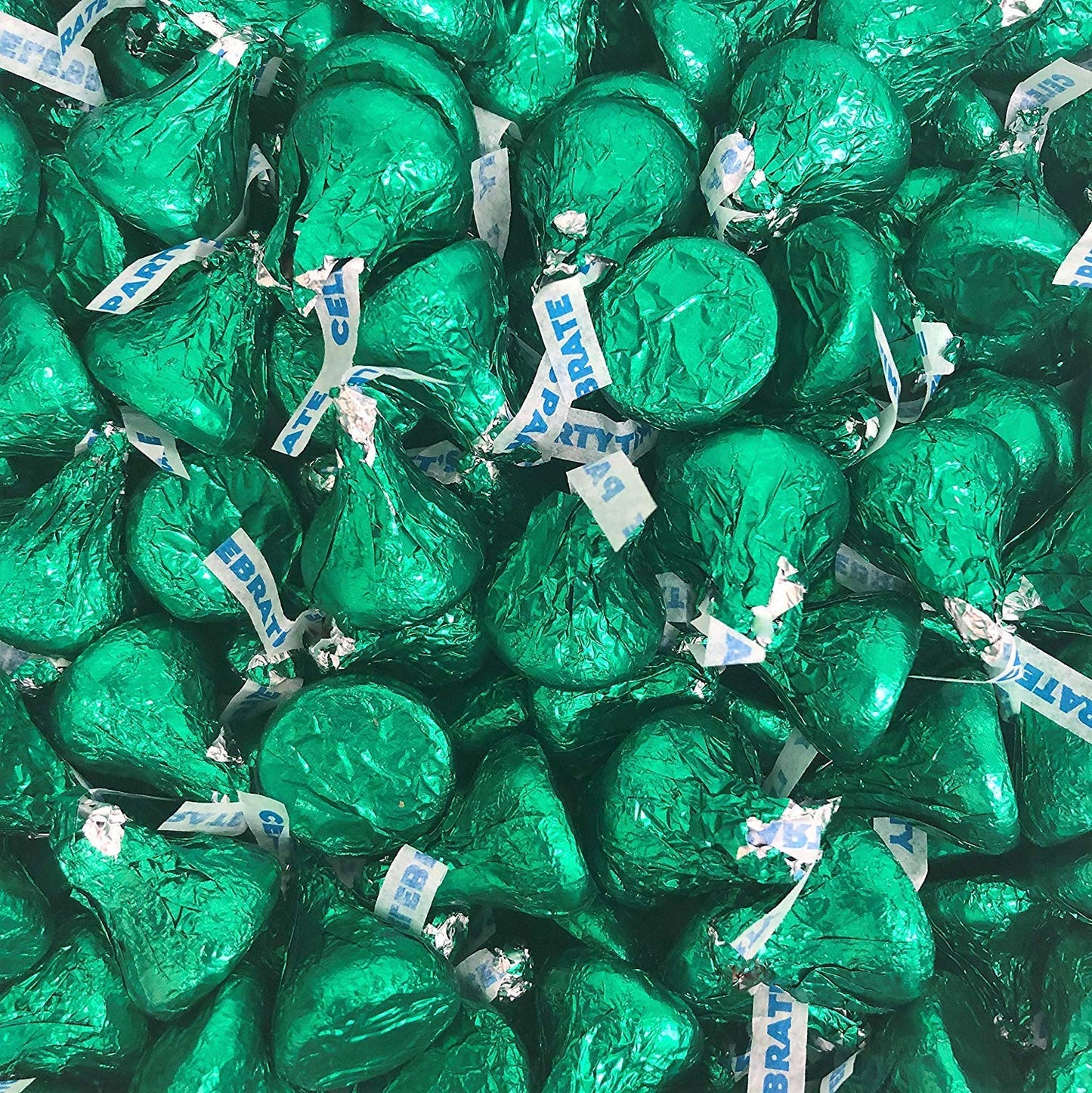 Hershey's Kisses Dark Green Foils Milk Chocolate Candy, Individually Wrapped, For St. Patrick's Day Celebrations, Bulk Pack Of 6 Pounds